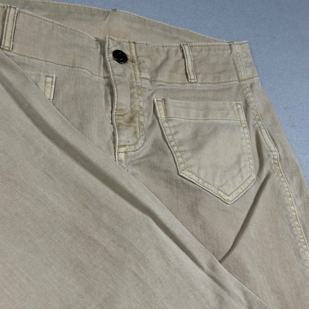 Gap Khaki Flare Jeans Tan Mid Rise Stretch Patch Pocket Pants‎ Womens 4